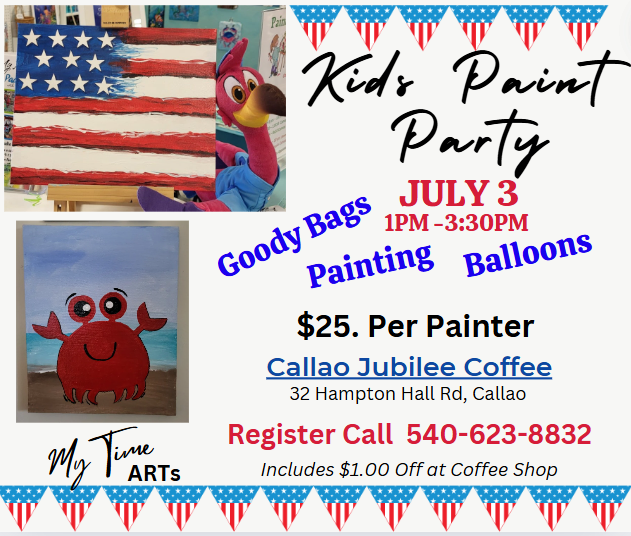 Kids Paint Party- 1 PM - 3:30 PM